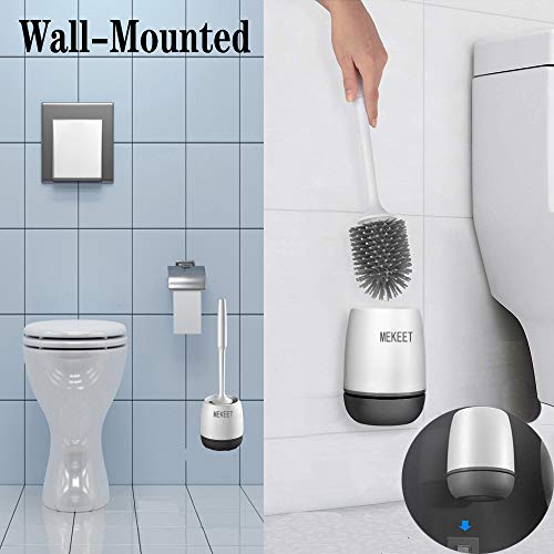 MEKEET Cepillo y Soporte para Inodoro de Silicona, Juego de portaescobillas para Inodoro para baño, Kit de Cepillo de Limpieza para Inodoro de Silicona con Cepillo de cerdas Suaves