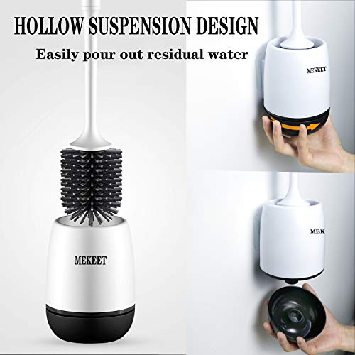 MEKEET Cepillo y Soporte para Inodoro de Silicona, Juego de portaescobillas para Inodoro para baño, Kit de Cepillo de Limpieza para Inodoro de Silicona con Cepillo de cerdas Suaves