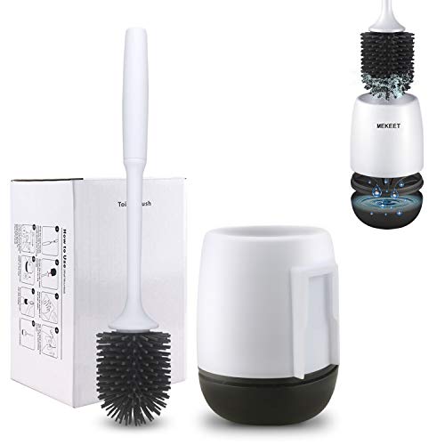 MEKEET Cepillo y Soporte para Inodoro de Silicona, Juego de portaescobillas para Inodoro para baño, Kit de Cepillo de Limpieza para Inodoro de Silicona con Cepillo de cerdas Suaves