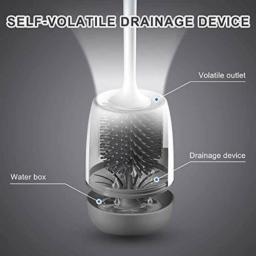 MEKEET Cepillo y Soporte para Inodoro de Silicona, Juego de portaescobillas para Inodoro para baño, Kit de Cepillo de Limpieza para Inodoro de Silicona con Cepillo de cerdas Suaves