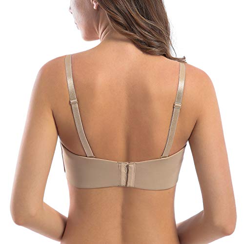 MELENECA - Sujetador con Aros sin Relleno Reductor sin Tirantes Bandeau para Mujer Beige 110D