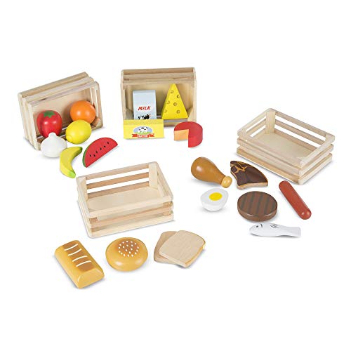 Melissa & Doug Groups Wooden Play Food Comida de Juego de Madera, Multicolor, 3+ (271)