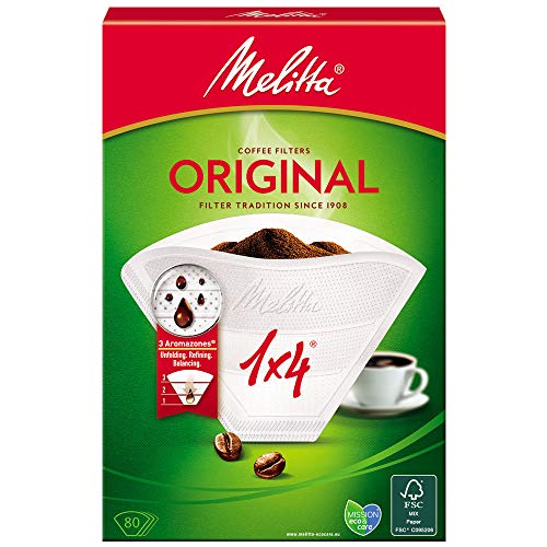 Melitta 6658090 1 caja de 80 Filtros de Café Desechables, Blanco