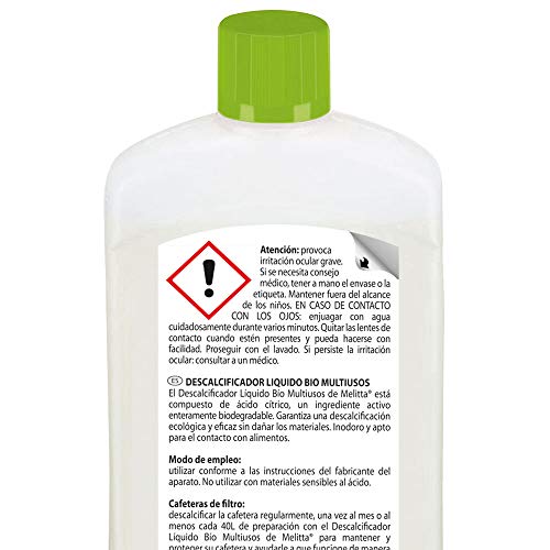 Melitta Descalcificador Bio Multi, Limpiador Express, Automáticas, Cafeteras de Goteo, Líquido Biodegradable, 6 Usos, 250 mililítros, 0.25 litros