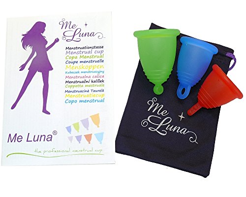 MeLuna - Copa menstrual Azul, Soft, Bola, Talla- M