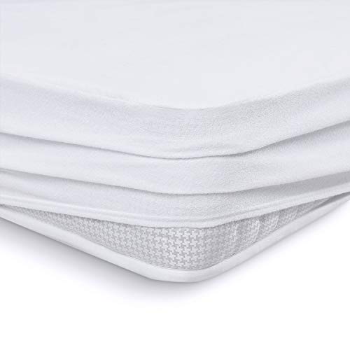 Melunda Protector de Colchón Impermeable 160 x 200 cm | Capa Superior de algodón Transpirable con Esquinas dobladas | Hipoalergénico y Antibacteriano | Oeko-Tex® Standard 100