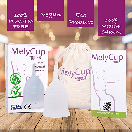 Melycup Copa Menstrual Small Interior Mujeres Suave Silicona Médica Orgánica Ecológica Flexible Certificado FDA Económica Plegable Flujo Regular Abundante Paquete Deportivo (Pequeña)