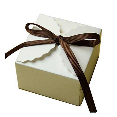 Mengger Cajas para Dulces Regalos Cajita Paper Kraft Carton Bombones Caramelos Navidad Boda Cumpleaños Fiesta Bautizo Graduación con Decoración 50Pcs,cajitas para regalos