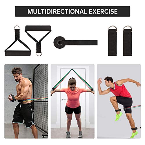 MENNYO Cintas Elasticas Musculacion 17PCS con 5 Bandas Elásticas Fitness 5 Bandas de Resistencia con 2 Bolsa de Transporte para Entrenamiento de Resistencia, Fisioterapia, Ejercicios en El Hogar