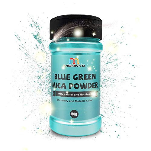 MENNYO Pigmento para Resina Epoxi, Colorante Jabones 50g Color Verde Azul Mica en Polvos Metálico Natural para Kit Hacer Velas, Fabrica Slime, Pintura, Sombra de Ojos, Maquillaje, Esmalte de Uñas