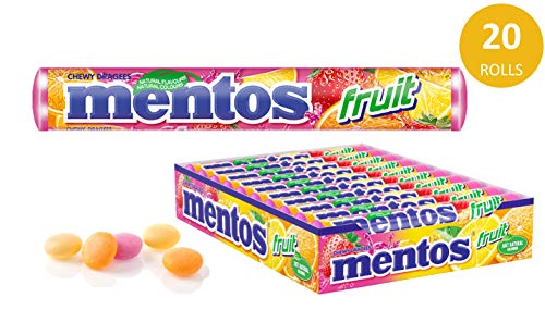 Mentos Frutas, Caramelo Masticable con Zumo de Frutas - 20 unidades de 38 gr. (Total 760 gr.)