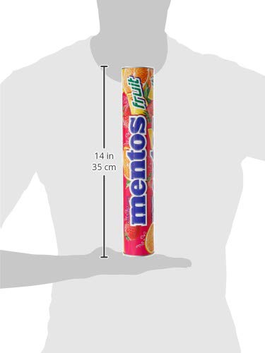 Mentos Maxiroll Gigante Frutas, Caramelo Masticable con Zumo de Frutas - Contiene 10 unidades de 38 gr. (Total 380 gr.)