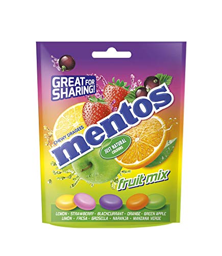 Mentos Mix Frutas, Caramelo Masticable con Zumo de Frutas - 7 bolsas de 160 gr. (Total 1.120 gr.)