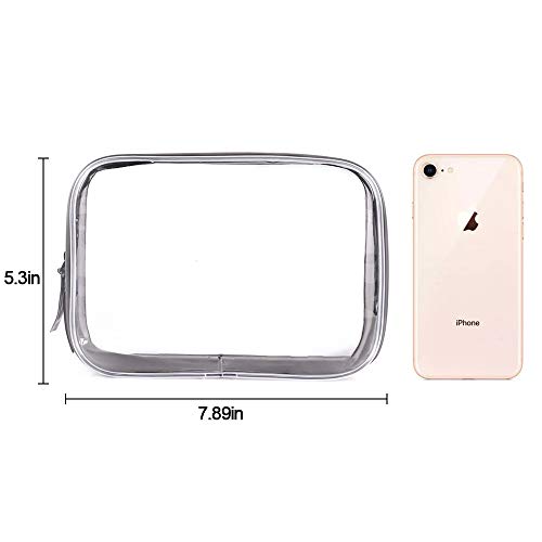 Meowoo Bolsas de Aseo Transparente TSA Aprobado Mujer Viaje Cosmeticos Neceseres Toiletry Bag, Portátil y Impermeable, Material de PVC(2pcs Transparente)