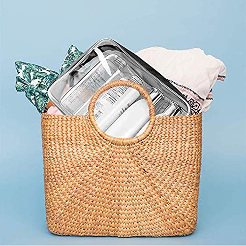Meowoo Bolsas de Aseo Transparente TSA Aprobado Mujer Viaje Cosmeticos Neceseres Toiletry Bag, Portátil y Impermeable, Material de PVC(2pcs Transparente)