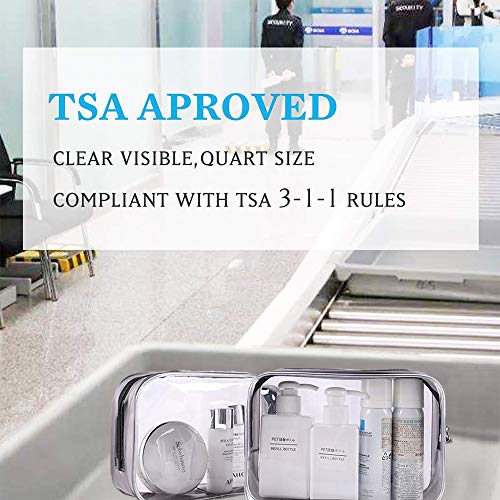 Meowoo Bolsas de Aseo Transparente TSA Aprobado Mujer Viaje Cosmeticos Neceseres Toiletry Bag, Portátil y Impermeable, Material de PVC(2pcs Transparente)