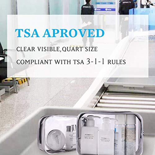 Meowoo Bolsas de Aseo Transparente TSA Aprobado Mujer Viaje Cosmeticos Neceseres Toiletry Bag, Portátil y Impermeable, Material de PVC(4pcs Transparente)
