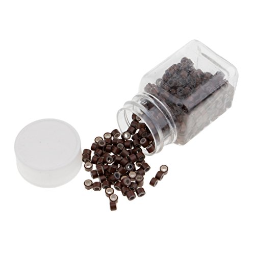 MERIGLARE Conjunto De 500 Anillos De Micro Enlaces De 3 Mm Tubos De Cuentas Forradas Para Extensiones De Cabello - Marrón