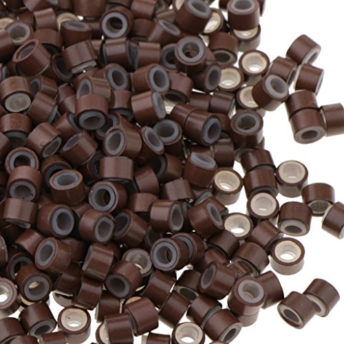 MERIGLARE Conjunto De 500 Anillos De Micro Enlaces De 3 Mm Tubos De Cuentas Forradas Para Extensiones De Cabello - Marrón