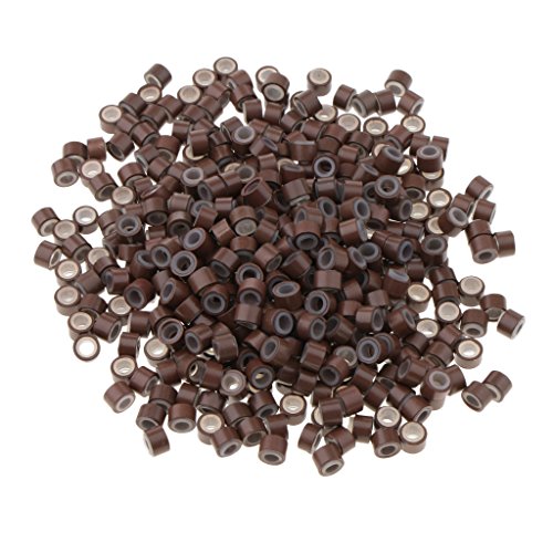 MERIGLARE Conjunto De 500 Anillos De Micro Enlaces De 3 Mm Tubos De Cuentas Forradas Para Extensiones De Cabello - Marrón