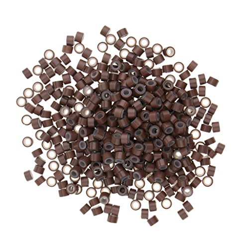 MERIGLARE Conjunto De 500 Anillos De Micro Enlaces De 3 Mm Tubos De Cuentas Forradas Para Extensiones De Cabello - Marrón