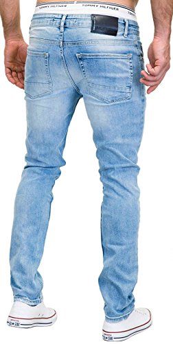 Merish 9148-2100 - Pantalones vaqueros, diseño ajustado, para hombre 9148 azul claro. 34W x 32L