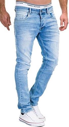 Merish 9148-2100 - Pantalones vaqueros, diseño ajustado, para hombre 9148 azul claro. 34W x 32L