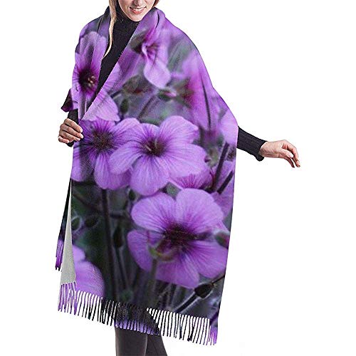 Merle House Bufanda de cachemira con estampado de ramo de lavanda para mujer Bufanda cálida informal Chal grande