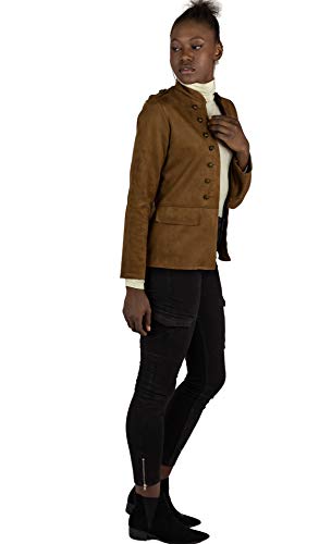 Mer's Style - Chaqueta Cazadora Militar de Ante, Marrón Talla L-42 Mujer