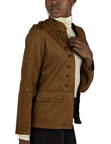 Mer's Style - Chaqueta Cazadora Militar de Ante, Marrón Talla L-42 Mujer