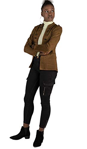 Mer's Style - Chaqueta Cazadora Militar de Ante, Marrón Talla L-42 Mujer