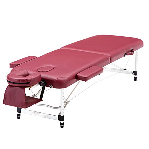 Mesa de Masaje de 3 Secciones Aluminio Camilla Cama Portatil Plegable Ligera Camillas Masajes de Profesional Altura Ajustable Reiki con Reposacabezas, Apoyabrazos, Bolsa de transporte