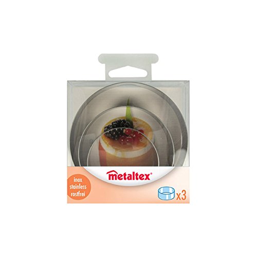 Metaltex 204536 - Juego de 3 Aros para emplatar de Acero Inoxidable, 60/80/100 x 45 milímetros