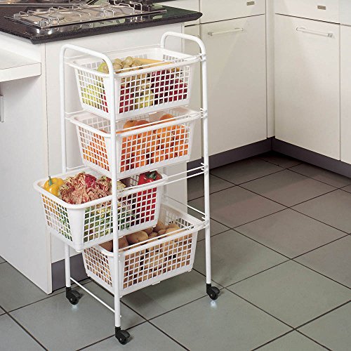 Metaltex Miami- Carro multiuso con ruedas, , 4 Cestos