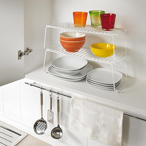 Metaltex Space Line - Estante apilable de cocina, 45x19x18 cm, blanco