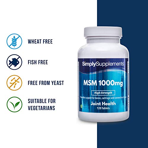Metilsulfonilmetano MSM 1000 mg - ¡Bote para 2 meses! - Apto para veganos - 120 comprimidos - SimplySupplements