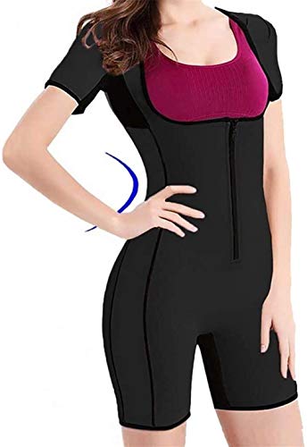 MFFACAI Deportes Aptitud Mono Mujer Sauna Sudor Traje Neopreno Adelgazante Fajas Completo Cuerpo Moldeador Adecuado por Ejercicio Rutina De Ejercicio Gimnasio Disfraz (Color : Black, Size : S)