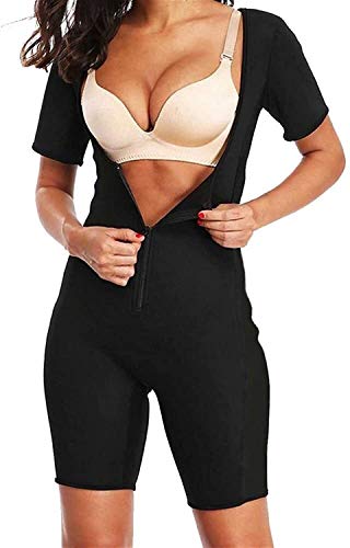 MFFACAI Deportes Aptitud Mono Mujer Sauna Sudor Traje Neopreno Adelgazante Fajas Completo Cuerpo Moldeador Adecuado por Ejercicio Rutina De Ejercicio Gimnasio Disfraz (Color : Black, Size : S)