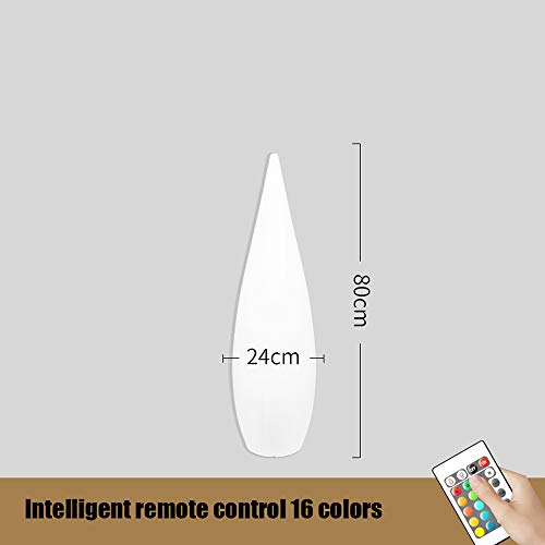 MH-LAMP Lampara Pie Exterior Jardin, Lampara Salon LED Regulable, con Control Remoto Recargable, Lámpara de Pie con Forma de Gota, Impermeable IP54,Blanco,A