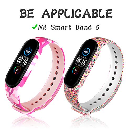 Mi-Case Correa de Silicona Compatible para Xiaomi Mi Band 5 / Mi Band 5 + [3Pack] Protector de Pantalla, Ajustable Banda Repuesto Pulsera Compatible para Xiaomi Mi Band 5-3 Pcs Serie Arcoiris