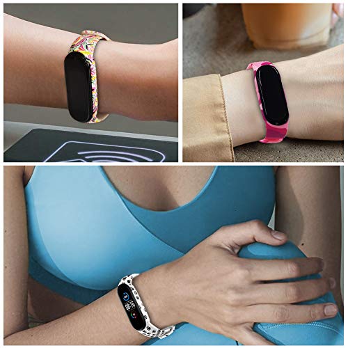 Mi-Case Correa de Silicona Compatible para Xiaomi Mi Band 5 / Mi Band 5 + [3Pack] Protector de Pantalla, Ajustable Banda Repuesto Pulsera Compatible para Xiaomi Mi Band 5-3 Pcs Serie Arcoiris