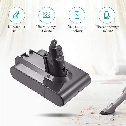 Miady - Batería de repuesto para Dyson V6 SV03 DC58 DC59 SV05 SV06 SV07 SV09 DC62 DC61 64.8WH
