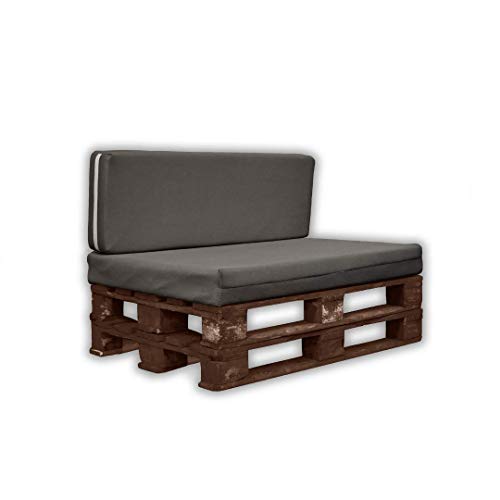 MICAMAMELLAMA Pack Asiento + Respaldo para Sofá de Palet Exterior e Interior - Funda Gris de Tejido 3D Hipertranspirable - Espuma HR Alta Densidad - Grosor 12cm