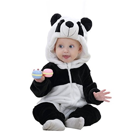 MICHLEY Bebé Ropa Mameluco Niños Niñas Pelele Pijama de Primavera y otoño Franela Traje de Animales Panda-70cm