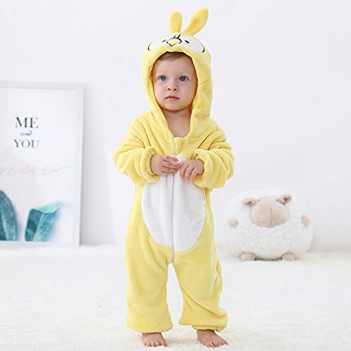MICHLEY Disfraz Animal Bebe niño y niña Body Pijama Ropa, Amarillo 19 a 24 Meses