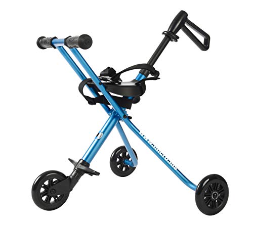Micro Trike Deluxe. Silla de paseo Plegable, Edad 1-3 años. Peso 1,90kg. Carga máx 20kg. Rodamientos ABEC7, Giro y deslizamiento suave (Azul)