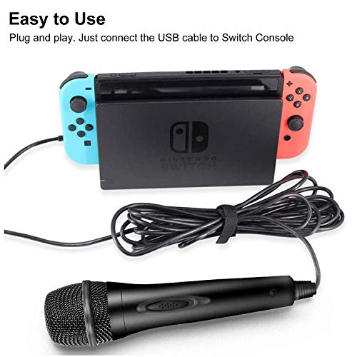 Micrófono con cable para PS4/PS3/Nintendo Switch/Xbox One/Xbox 360/Wii/PC, Micrófono USB Universal soporta LA Voz, Let's Sing, Sing Party, Rock Band, Guitar Hero, Sing Star