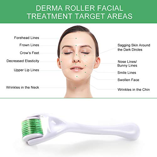 Microneedle Derma Roller 0.5 mm, Rodillo Facial Aleación de titanio 540 Micro agujas para cicatrices de acné, arrugas, antienvejecimiento, pigmentación (Amarillo)