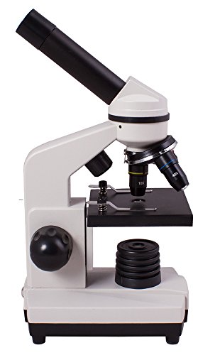 Microscopio Escolar Levenhuk Rainbow 2L Moonstone/Blanco para Niños, con Kit de Experimentos, Iluminación Superior e Inferior por LED para Observar Toda Clase de Muestras