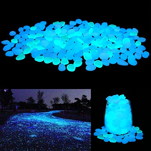 Middletone 100 piedras luminosas piedras fluorescente, se usan para el camino del jardín y la decoración, azul